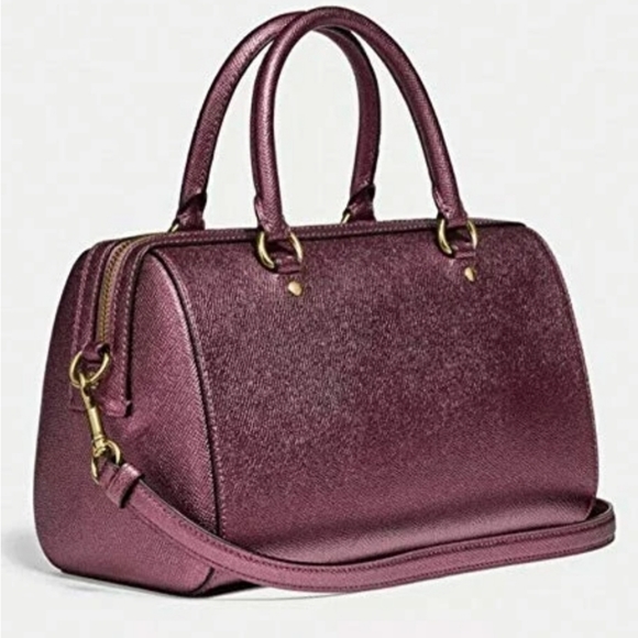 New Coach Rowan Satchel Crossbody Purses Handbags Metallic Wine - Picture 2 of 6